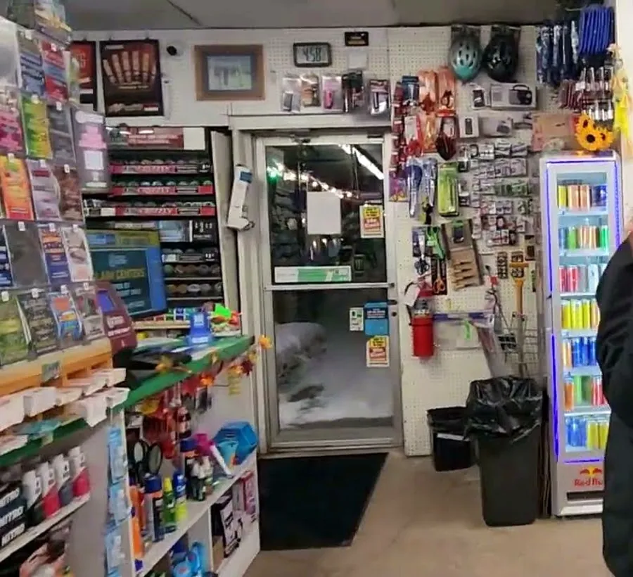 Shelves of everyday supplies inside Roy's General Store